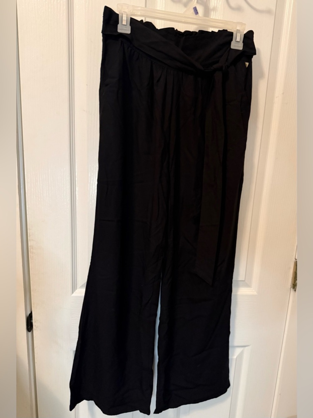 Guess Black Wide-Leg Tie-Waist Pants